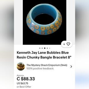 Kenneth Jay Lane Blue Resin Chunky Bangle Bracelet